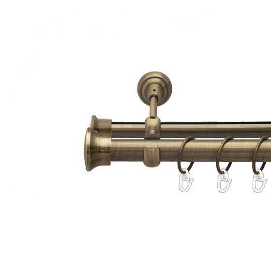 Карниз Orvit Дуо металевий дворядний опозитний гладка \ профільна труба кільце металеве Антик 25\19 мм 240 см Львов