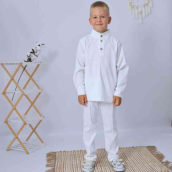 Святковий вельветовий костюм білого кольору для хлопчика / костюм до школи сорочка + штани Кам'янець-Подільський