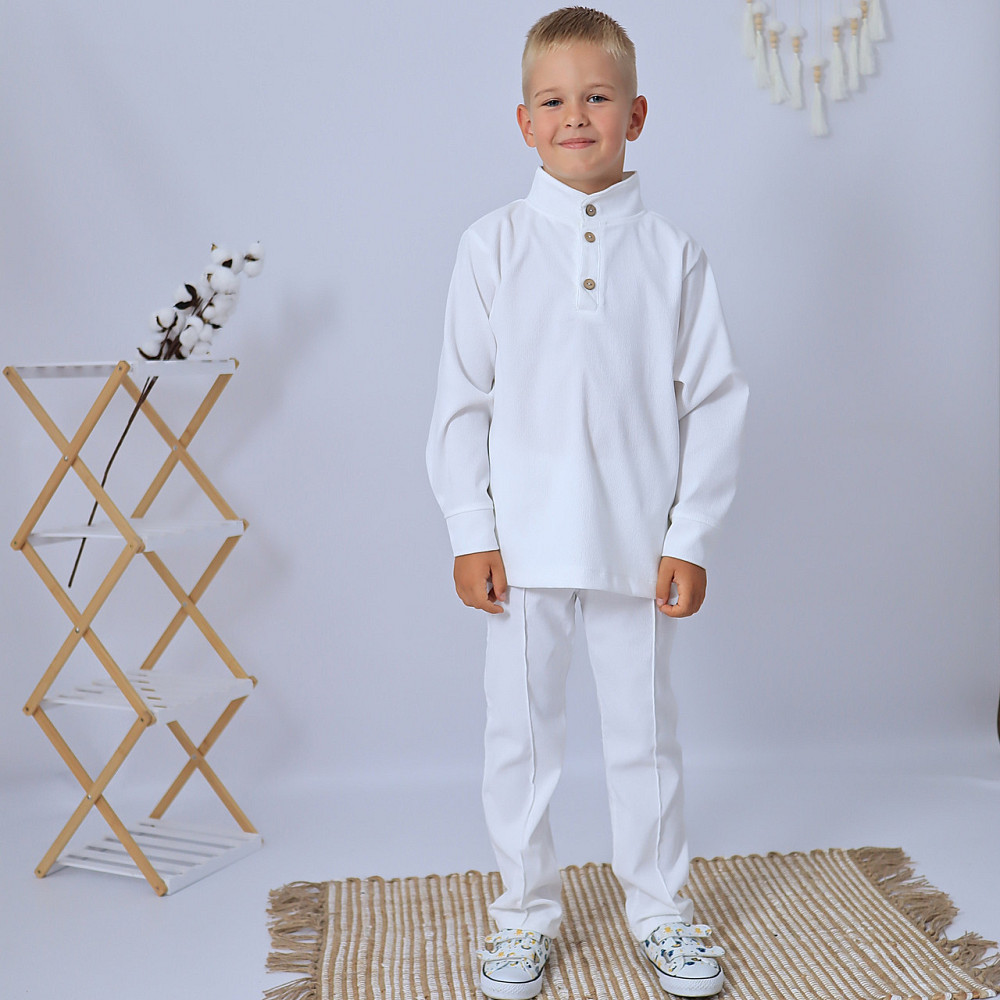 Праздичной вельветовый костюм белого цвета для мальчика/ костюм в школу рубашка+брюки Каменец-Подольский - изображение 2