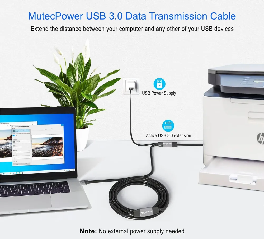 Активний кабель подовжувач USB 3.0 з 2 підсилювачами та USB-блоком живлення MutecPower 15м Луцьк - фото 5