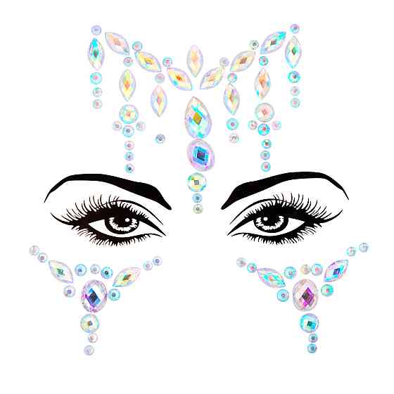 Наклейки на обличчя стрази one size різнобарвний Київ