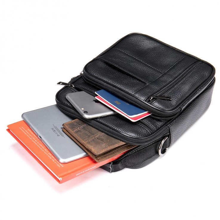 Чоловіча шкіряна сумка-барсетка 20х25х 5.5, месенджер через плече Bexhill BX-02103 чорний Кам'янське - фото 5