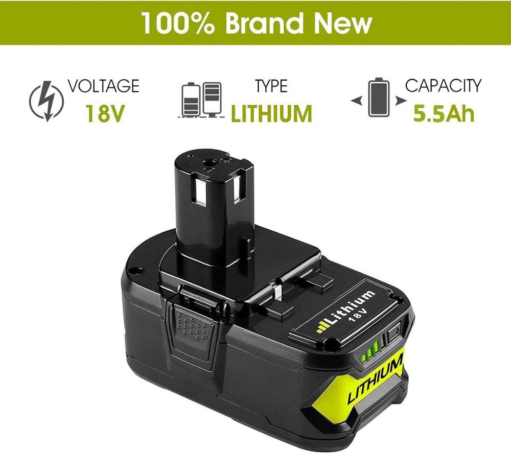 Аккумулятор BATTOOL для Ryobi ONE+ 18 В, 5,5 А·ч, 99 Вт·ч, Li-Ion, LED, совместим P102–P108, RB18L Киев - изображение 10