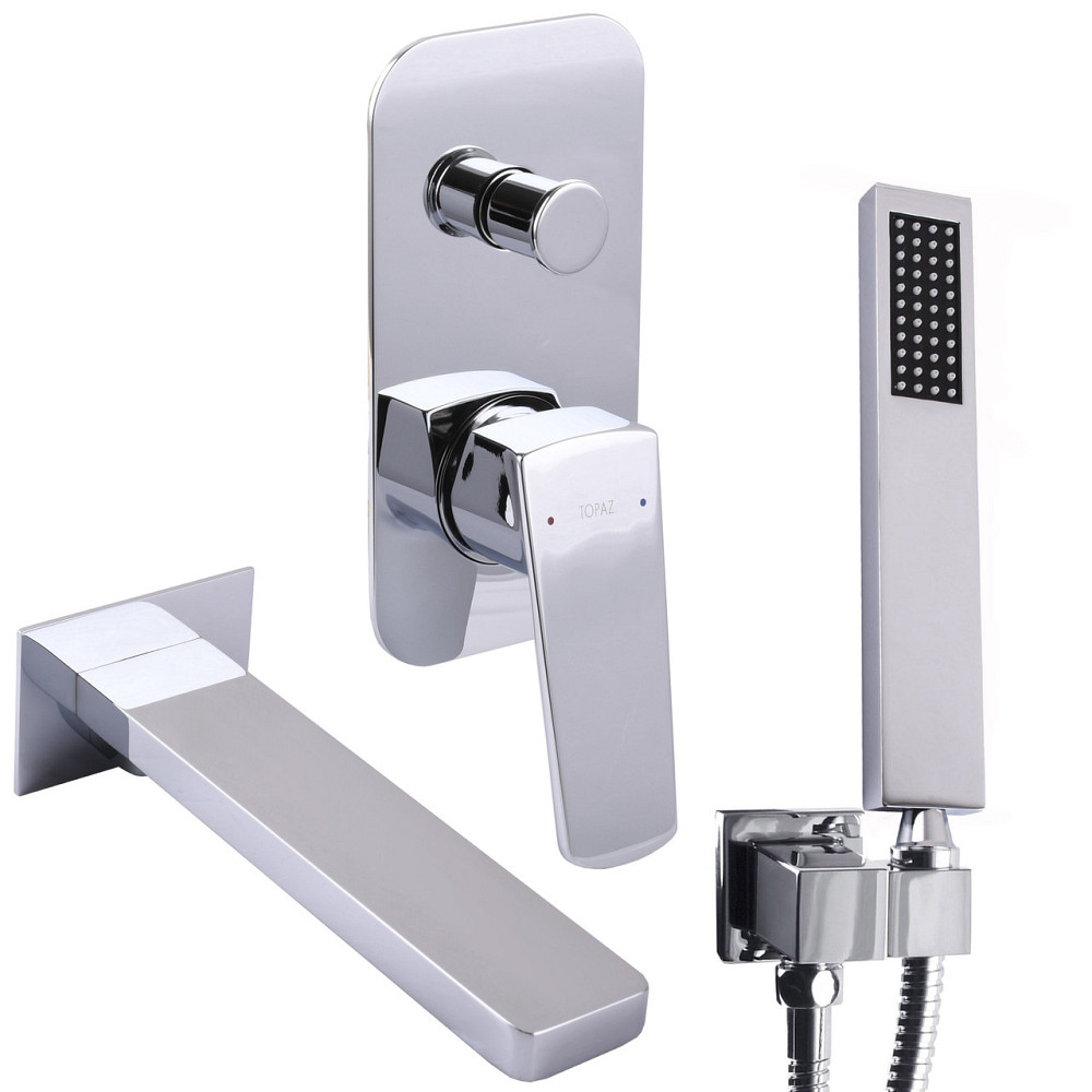 Змішувач для ванни вбудований TOPAZ LEXI TLG 21202-H21 2 виходи, лійка ручна, вилив 190мм (000023405) Київ - фото 1