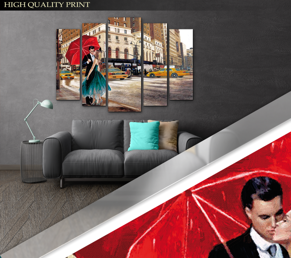 Модульна картина Закохані Місто Парасольку Art-252_5 ( 80х118см ) Київ - фото 3