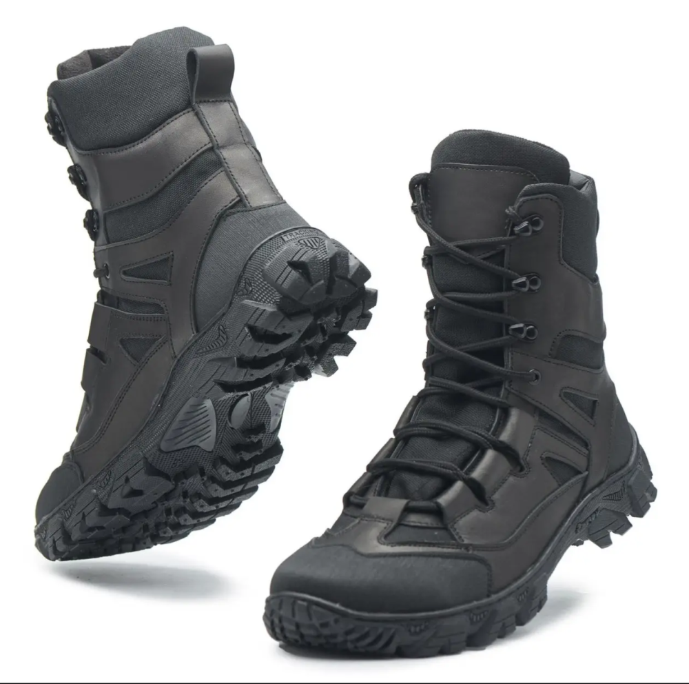 Мужские военные кожаные берцы демисезонные черные, тактические качественные водостойкие кожаные берцы Львов - изображение 8