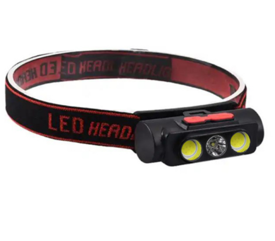 Налобний ліхтар PLD-2119B-XPE, 2COB, PL-138, Білий, Червоний, 1х18650, ЗУ Type-C Дніпро