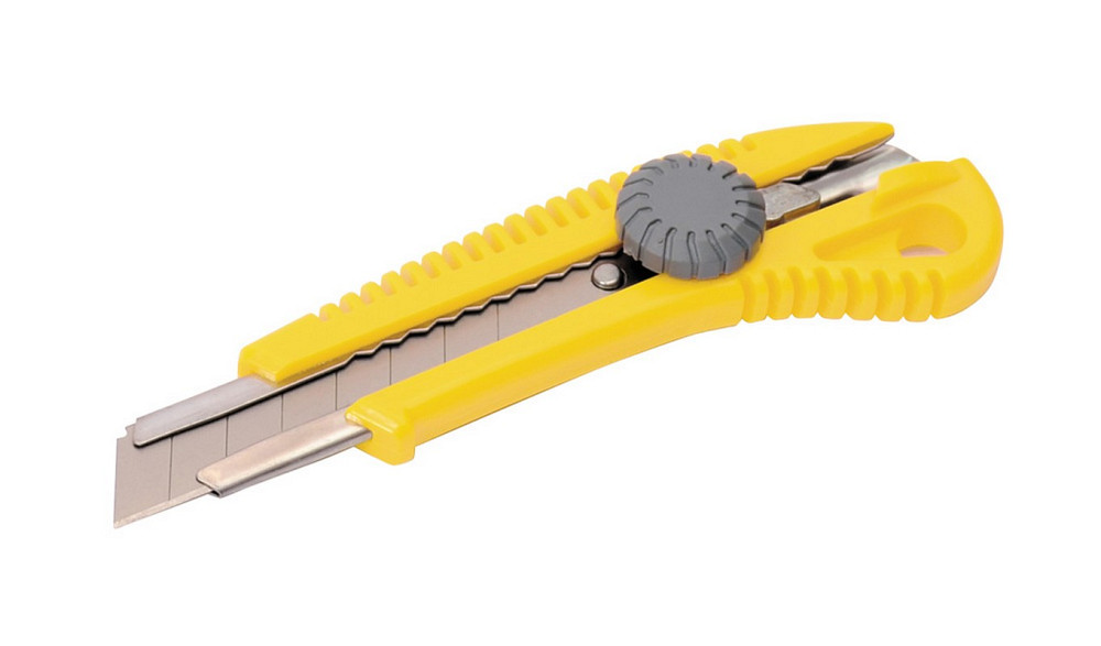 Ніж будівельний MASTERTOOL з відламним лезом 18 мм ABS пластик металева напрямна гвинтовий замок 17-0328 Коломия - фото 2