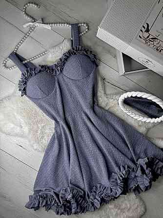 Жіноче святкове ефектне плаття на бретелях із чашечками жатка зара Сірий, 46/48 Одеса