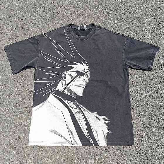 Футболка чоловіча з принтом аніме Бліч Кенпакхі Заракі Гсм оверсайз (S/M/L) Черний Дніпро