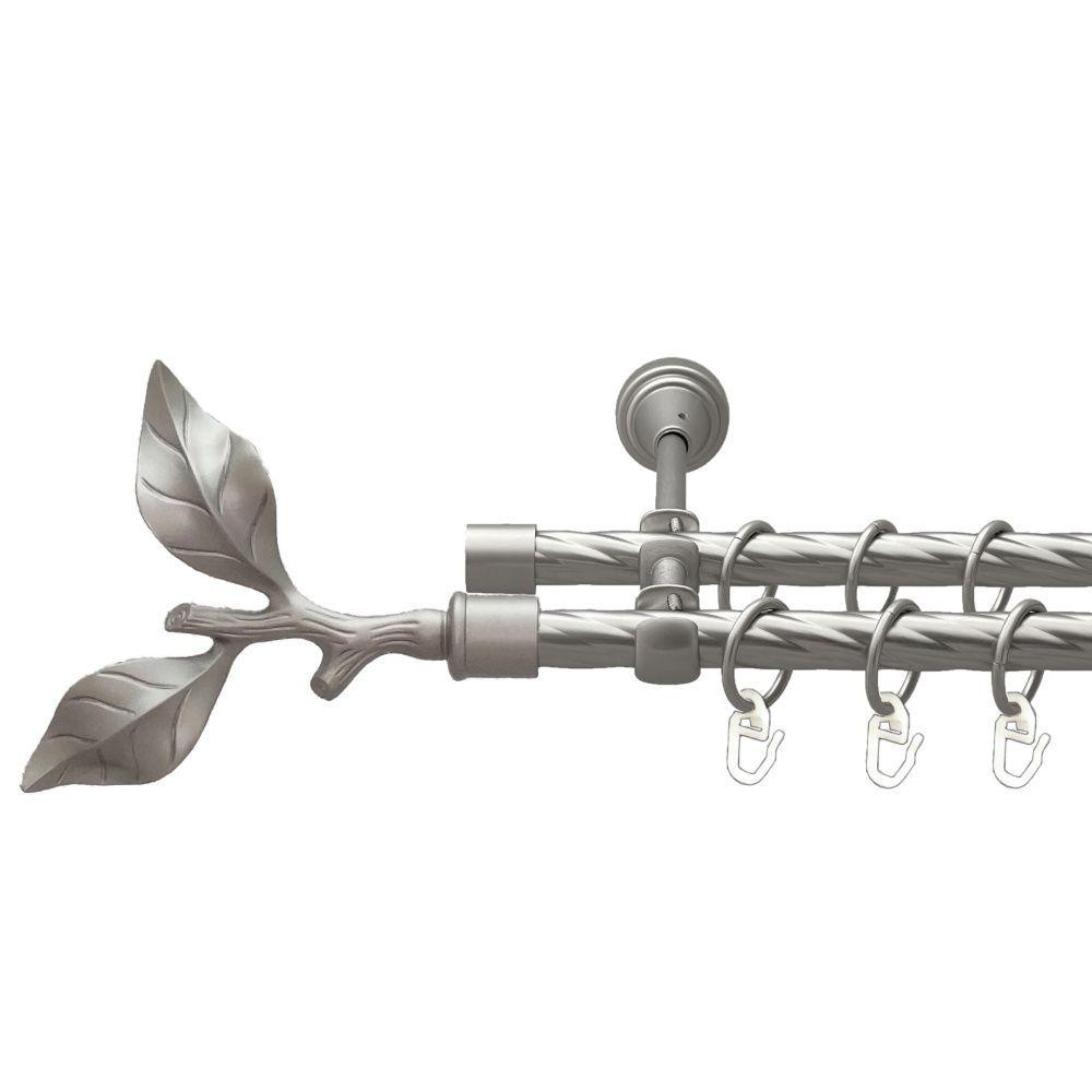 Карниз Orvit Листок Троянди металевий дворядний відкритий скручена труба кільце металеве Сатин 16\16 мм 240 см (00-00022859) Львів - фото 1