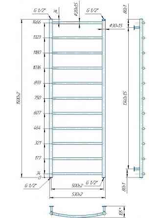 Водяной полотенцесушитель Mario INOX Классик HP 1500х530/500 Киев