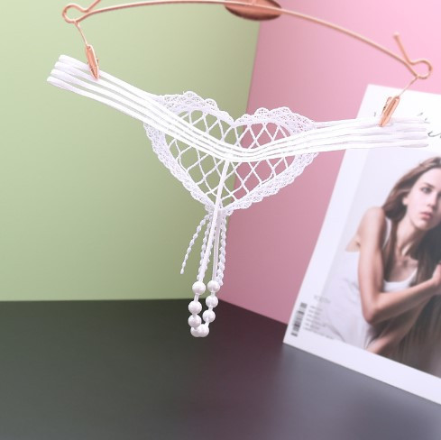 Трусики з бусинками білі - розмір універсальний (на резинці), 15% нейлон, 85% поліестер Київ - фото 2