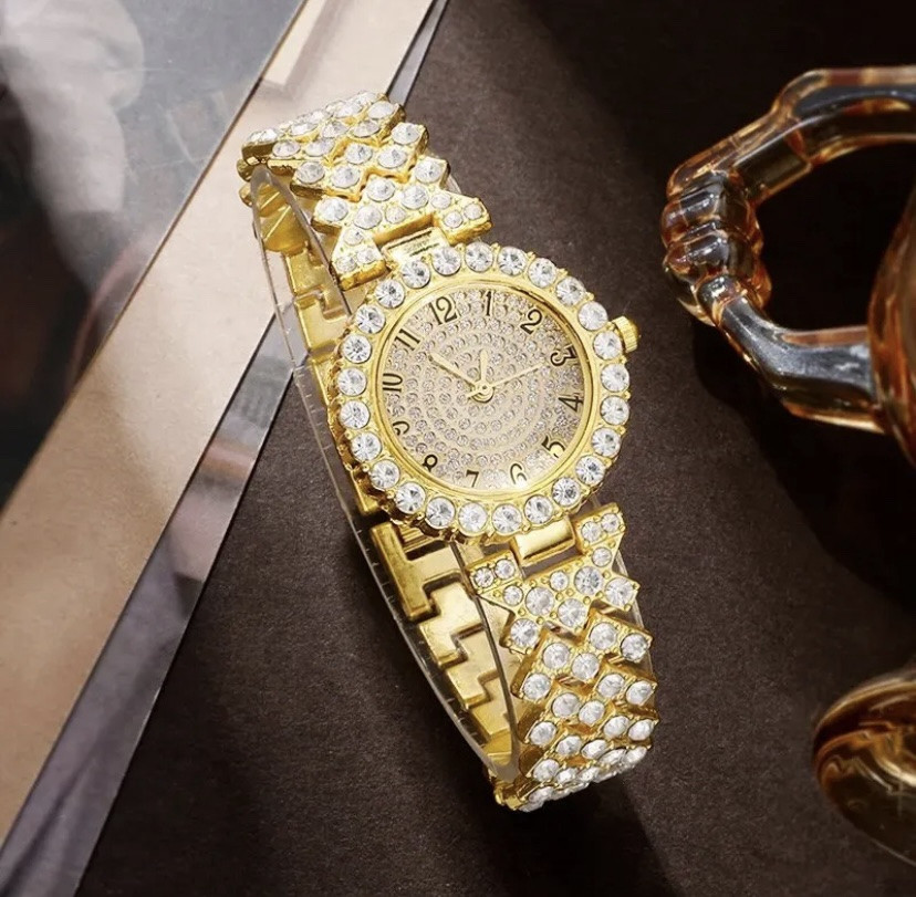 Подарочный набор для женщин: наручные часы, браслет, кольцо, ожерелье и серьги, без подарочной коробки золотой Киев - изображение 6