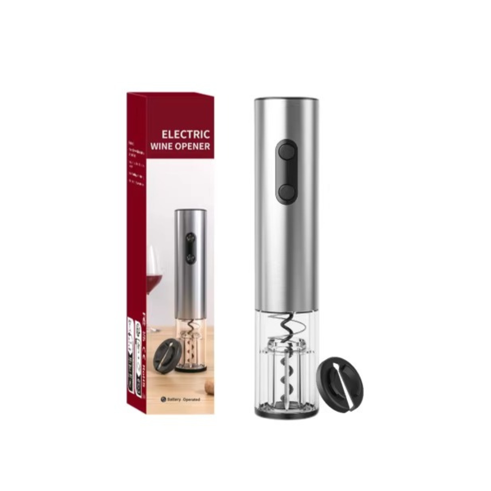 Штопор на батарейках електричний автоматичний портативний портативний електроштопор з ножем для фольги, сріблястий Кам'янець-Подільський - фото 3