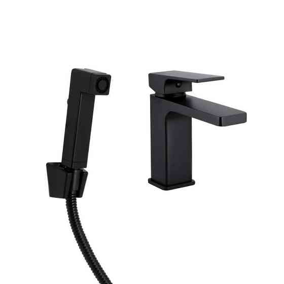Змішувач для раковини, з гігієнічним душем Qtap Gemini QTGEM272BLM45690 (k35), одноважільний, Black Matt Харків