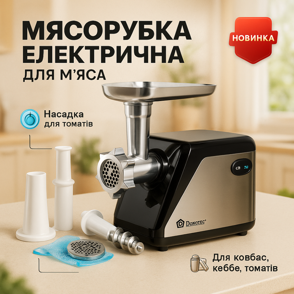 Бытовая кухонная мясорубка электрическая DOMOTEC MS-2024 3000 Вт, Мясорубка с легкой чисткой EM-22 Львов - изображение 19