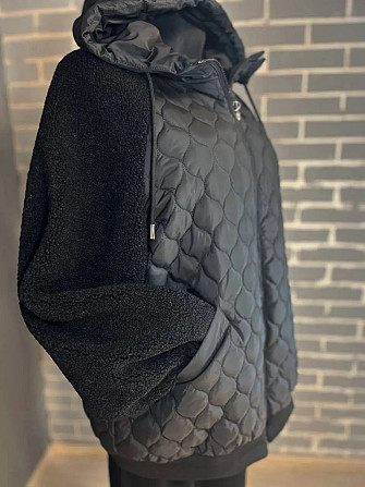 Куртка женская DARK SNOW 2355 бедра ркува искусственный мех с капюшоном увеличенные размеры черная,  Одесса - изображение 2