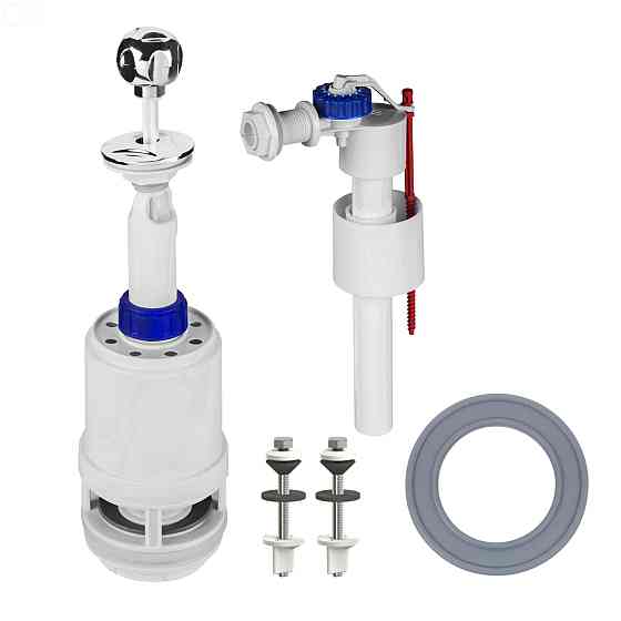 Комплект арматури для зливного бачка з боковою подачею води 1/2 ″ та ричагом зливу вгору АБу-20 Киев