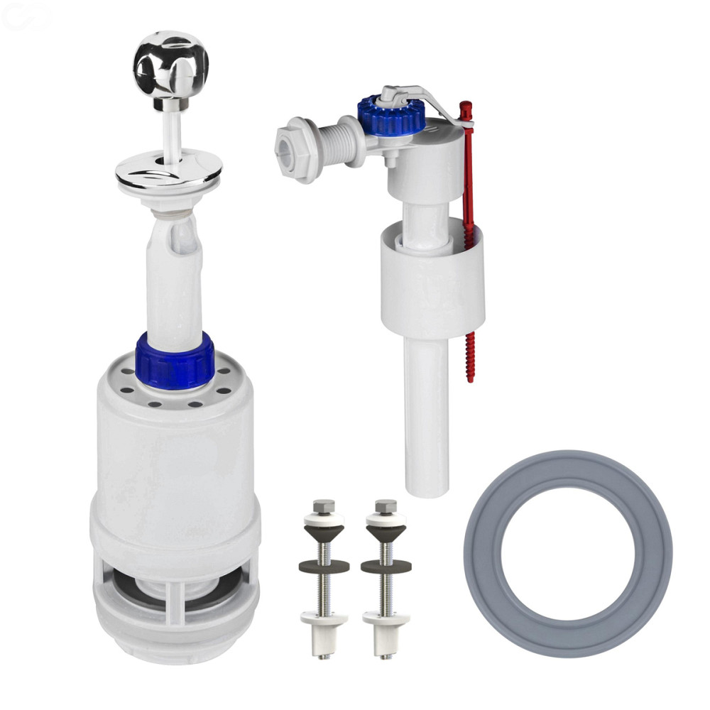 Комплект арматури для зливного бачка з боковою подачею води 1/2 ″ та ричагом зливу вгору АБу-20 Тернопіль - фото 1