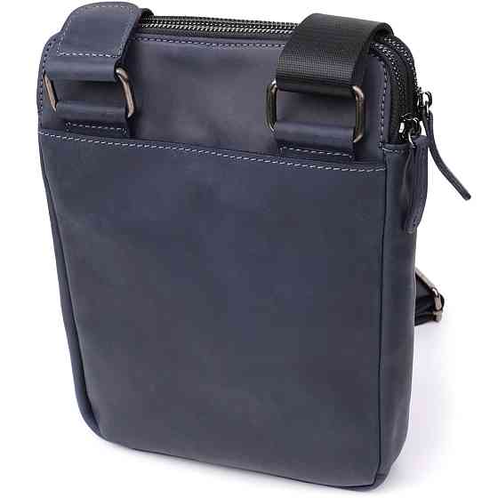 Практичная мужская сумка через плечо из винтажной натуральной кожи Синий (SHVIGEL) Киев