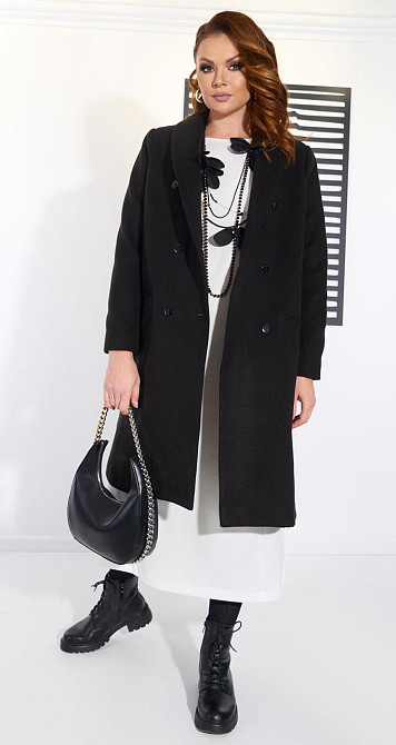 Стильное черное пальто (46) Киев - изображение 1