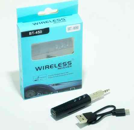 Беспроводной адаптер AUX Bluetooth-приемник BT-450/  3,5ММ JACK, HANDSFREE В АВТО/ 4690 Днепр