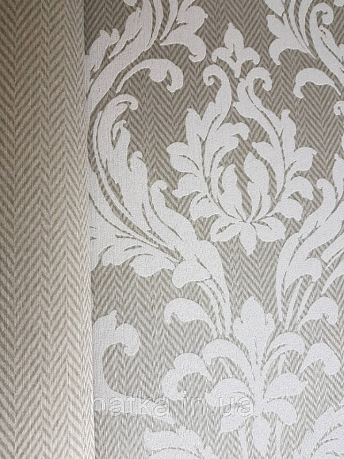 Текстильні шпалери на флізеліновій основі Cador Rasch Textil 086675 оливковий основа зигзаги ялинка вензелі Київ - фото 2