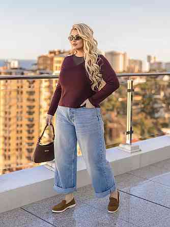 Жіноча кофтинка з декольте сітка "Annabel" | Норма і батал Бордовий, 54-56 Київ