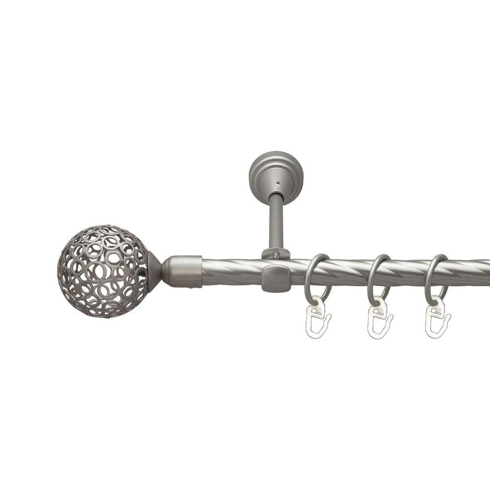 Карниз Orvit Савона металевий однорядний відкритий скручена труба кільце металеве Сатин 16 мм 200 см Львов - изображение 1