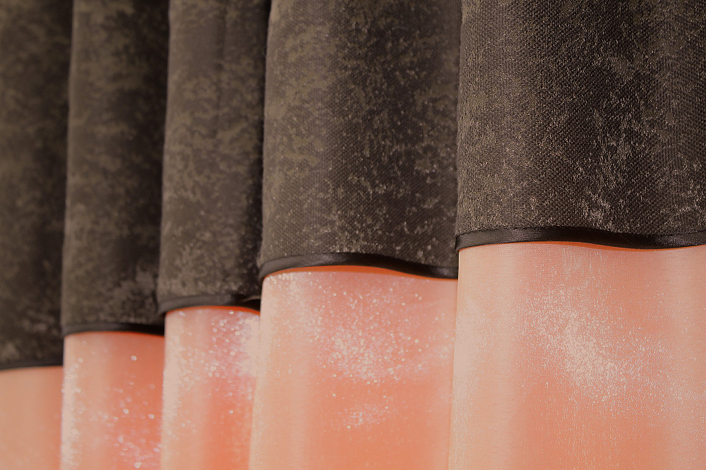 Кухонные шторы VR-Textil № 073к с ламбрекеном и подхватами персиковый с коричневым 270х170 см (52-0212) Киев - изображение 4