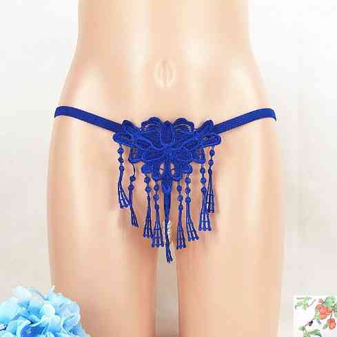 Еротичні стрінги з бусинками сині - розмір універсальний (на резинці), 15% нейлон, 85% поліестер Київ