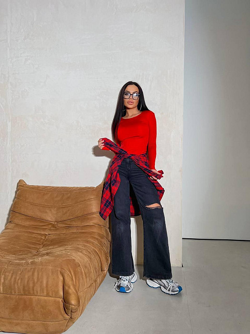 Жіночий базовий лонгслів із мікродайвінгу Червоний Одеса - фото 10