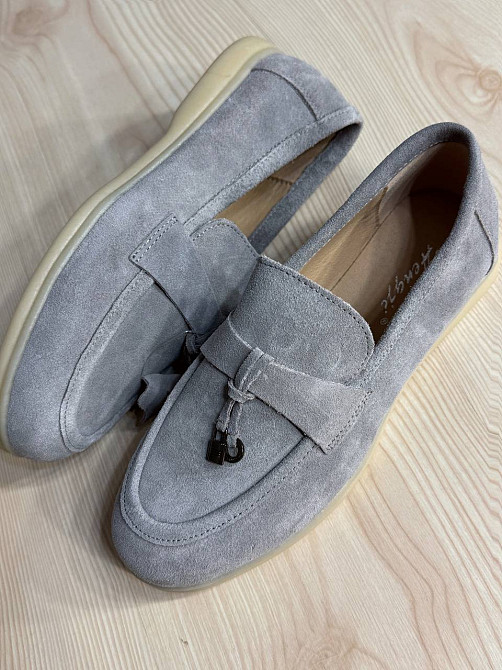 Туфлі жіночі Hengji 336-2 замшеві лофери з фурнітурою сірі, 37, 24 см Київ - фото 14