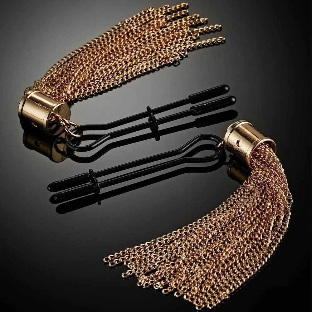 Затискачі для сосків Guilty Pleasure Tassel Tease Clamps, чорно-золоті Sex Aura Київ - фото 8