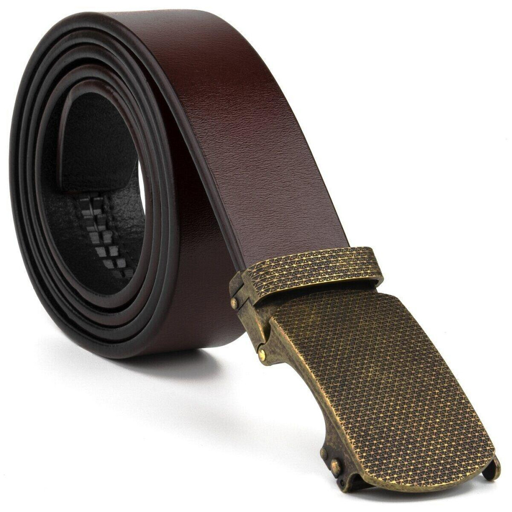 Ремінь чоловічий з зернистою пряжкою автомат Vintage 20273 Коричневий Київ - фото 3