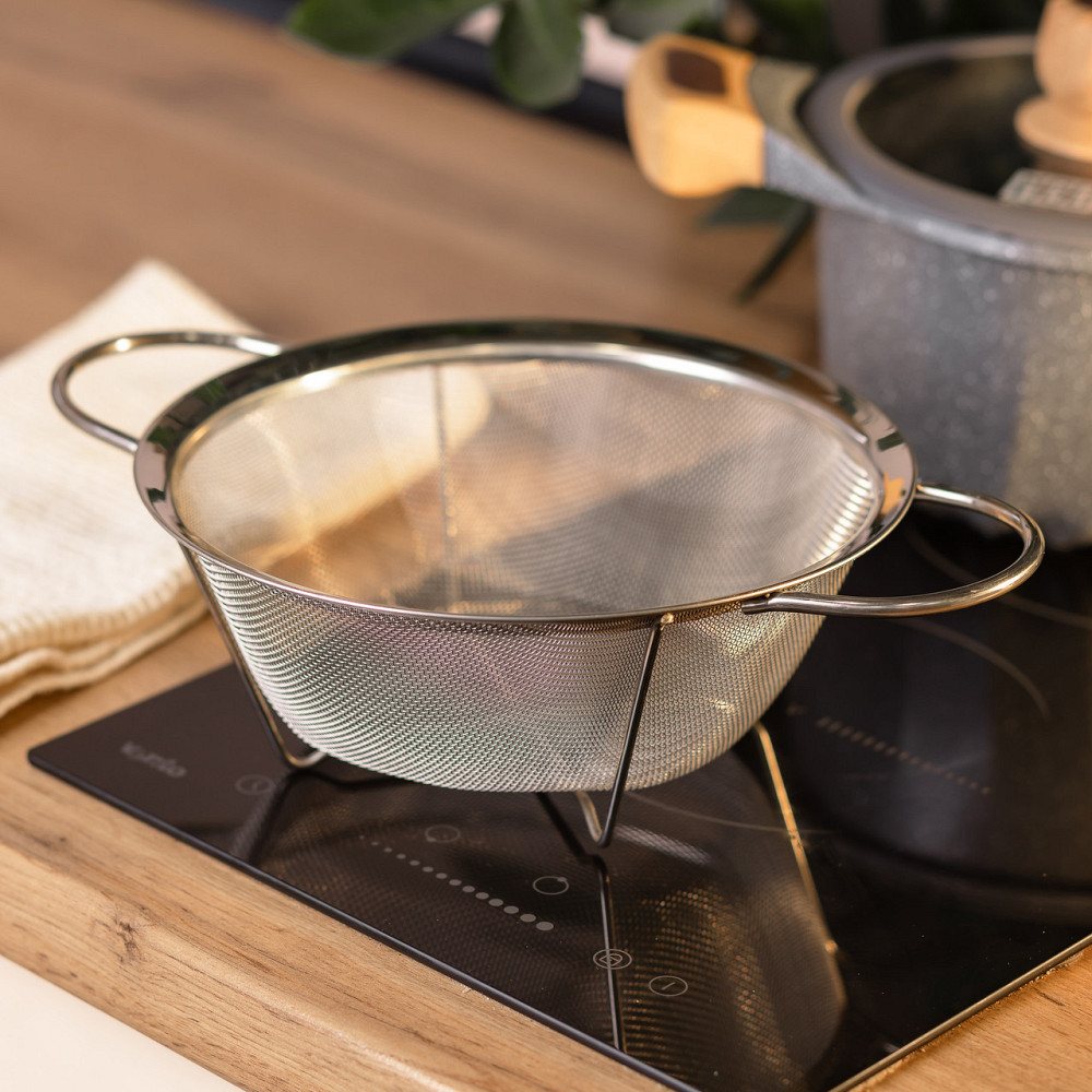 Дуршлаг с двумя ручками 22 см мелкоячеистая сетка из нержавеющей стали HP-19-2-22CM Киев - изображение 4