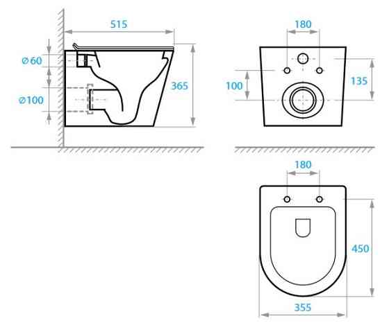 ORION унитаз подвесной с сиденьем Soft-close, черный матовый Киев