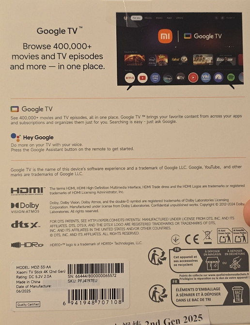 Новинка! 2025. Xiaomi Mi TV Stick 4K (2nd Gen) (MDZ-33-AA) Київ - фото 1
