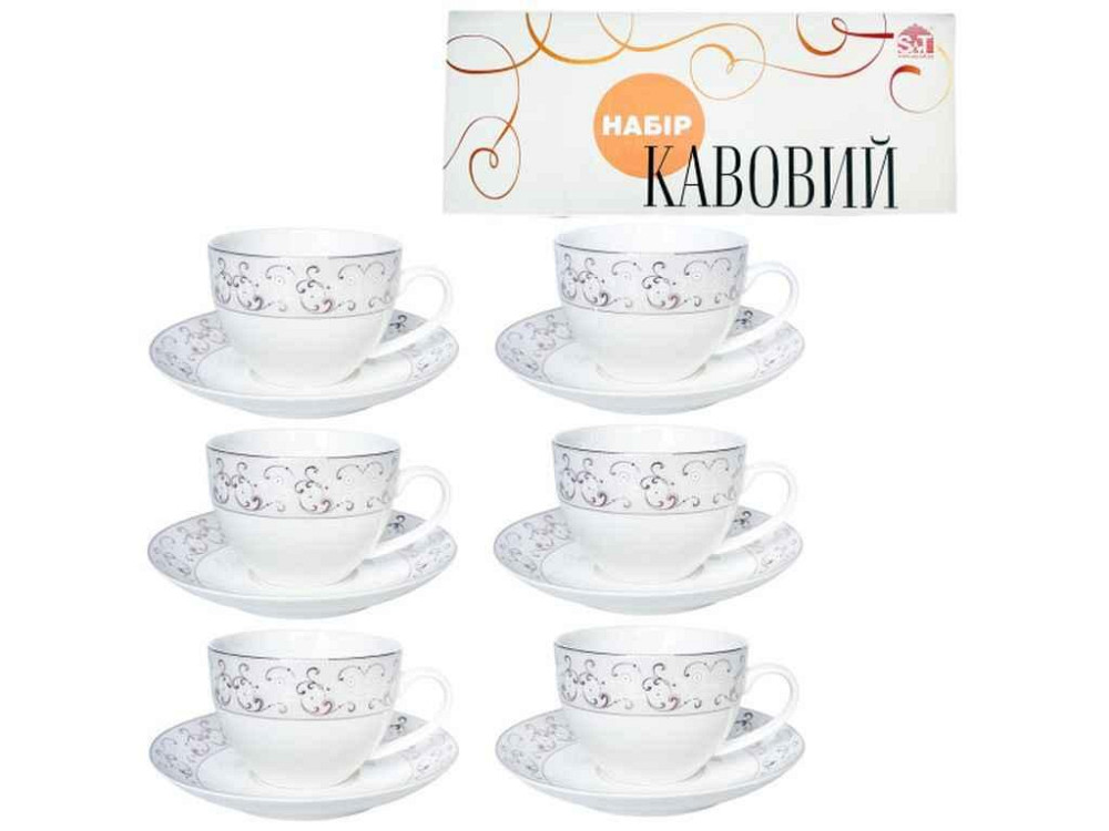 Сервиз кофейный 12пр. Констанция (чашка 110мл, блюдце 13см) 1453-2 ТМ SNT Киев - изображение 1