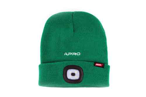 Зелена шапка з ліхтарем 200 Лм (300 мАч) APRO Харків