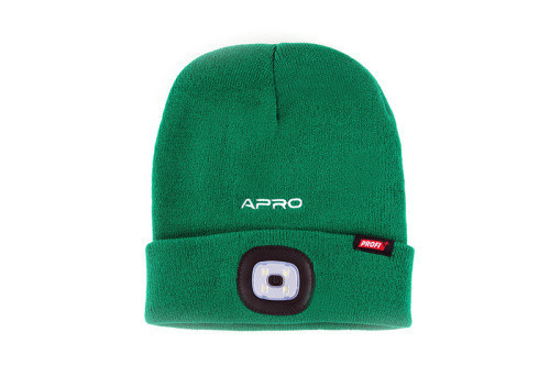 Зелена шапка з ліхтарем 200 Лм (300 мАч) APRO Харків - фото 1