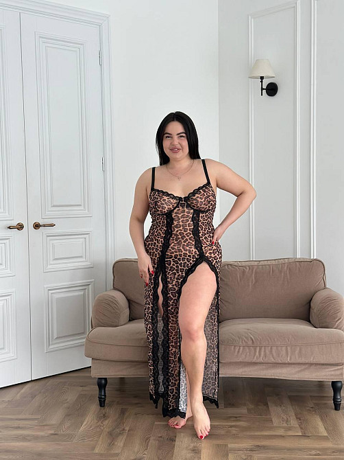 Жіноча нічна леопардова сорочка великих розмірів сукня для сну PLUS SIZE для дому з вирізами Одеса - фото 5