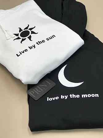 Парные теплые толстовки для влюбленных LIVE BY THE SUN \ LOVE BY THE MOON Черновцы