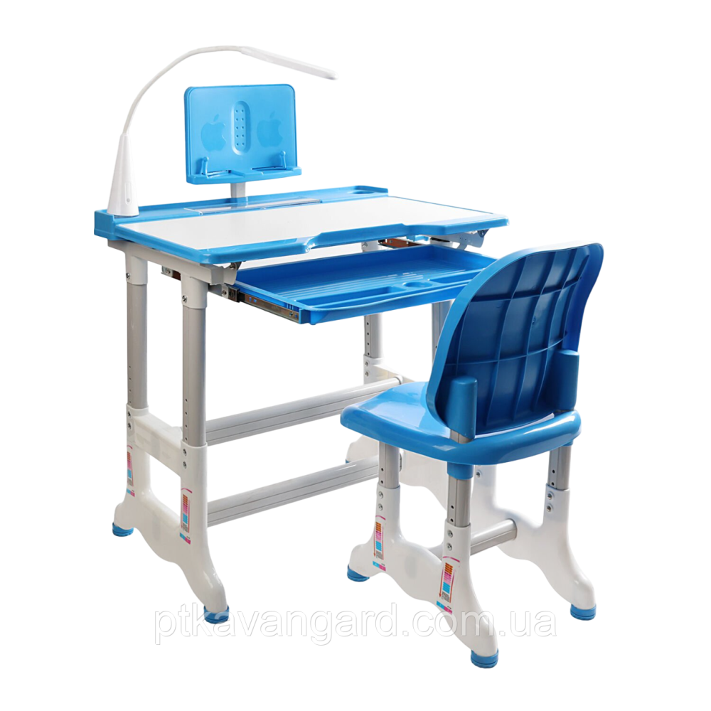 Парта шкільна дитяча зі стільчиком та настільною лампою L-70106 / Комплект зростаюча парта та стул, синій Хмельницький - фото 1