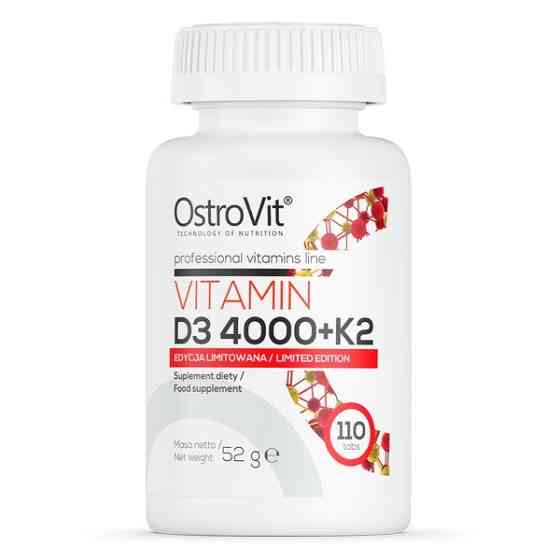 Вітамін D3 4000+K2 Ostrovit Vitamin D3 4000+K2 110 tabl Луцьк