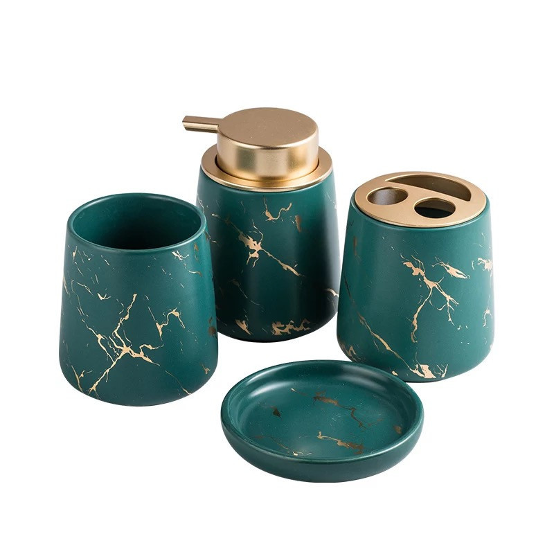 Керамический набор аксессуаров в ванную комнату из 4 предметов Bathlux, дизайнерский Зеленый Каменец-Подольский - изображение 4