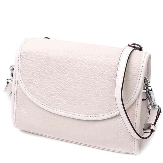 Женская кожаная сумка с полукруглым клапаном Белая (Vintage) Киев