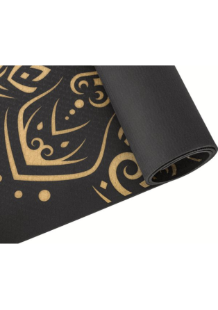 Йога-мат Queenfit Mandala TPE 5 мм черный с золотым Киев