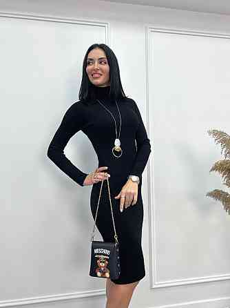 Жіноче плаття-гольф в рубчик "Marie" оптом | Норма Чорний, 42-44 Київ